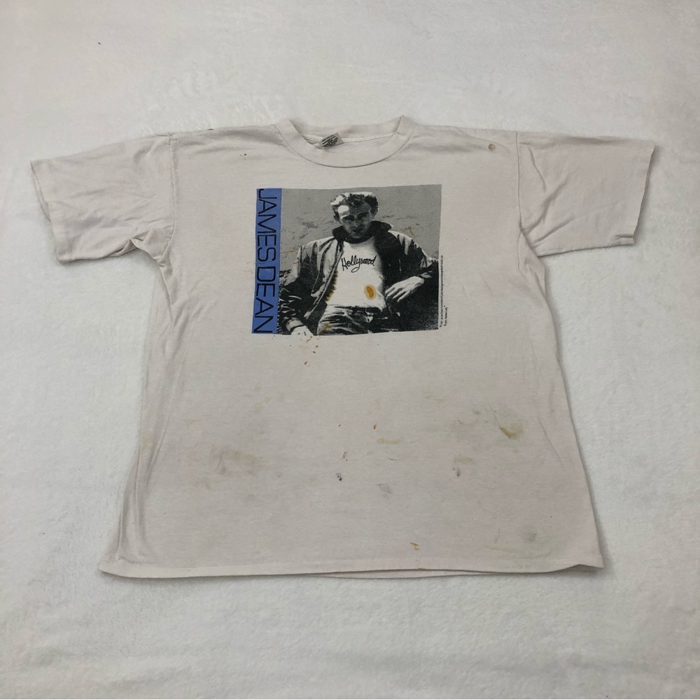 RARE Vintage 1991 Painted Lady James Dean Hollywood White Tee Shirt Mens XL.